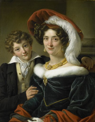 Rudolphina Wilhelmina Elizabeth de Sturler (1798-1873), druga żona hrabiego Johannesa van den Boscha, z ich synem Richardem Leeuwenhartem, 1829 autorstwa Cornelis Kruseman