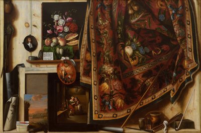 Trompe loeil. Gabinet w Pracowni Artystów, 1671 autorstwa Cornelis Norbertus Gijsbrechts