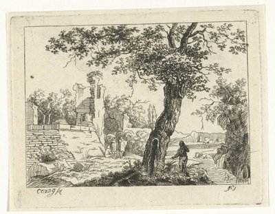 Krajobraz z ruiną autorstwa Cornelis Ouboter van der Griendt
