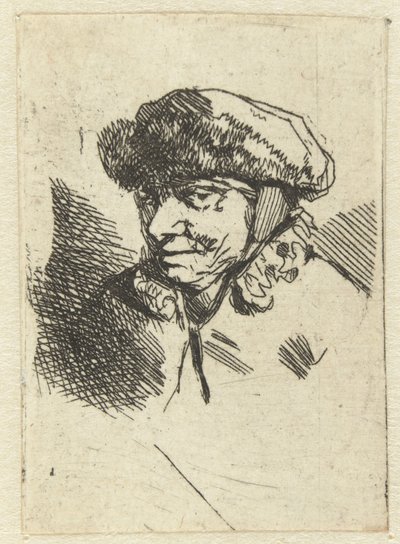 Stara kobieta w futrzanym kapeluszu autorstwa Cornelis Pietersz. Bega