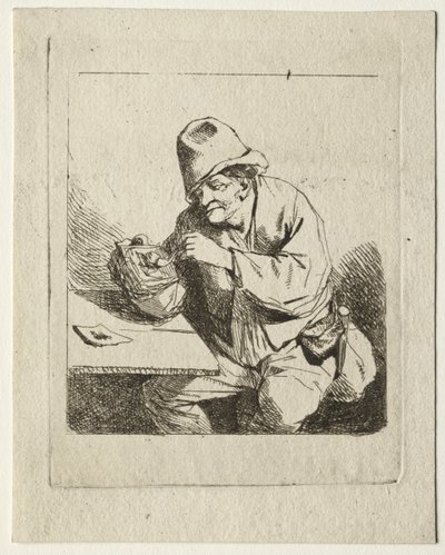 Chłop zapala fajkę autorstwa Cornelis Pietersz Bega