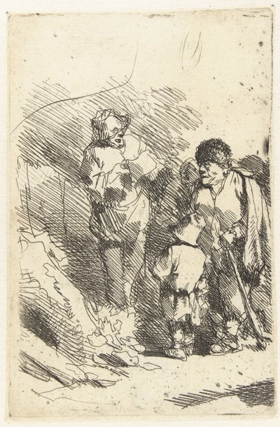 Śpiewający mężczyzna i słuchająca publiczność, w tym dziecko i mężczyzna autorstwa Cornelis Pietersz. Bega
