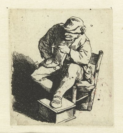 Siedzący rolnik z fajką w lewej ręce autorstwa Cornelis Pietersz. Bega
