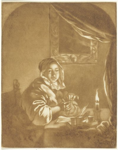 Pani przy świecach autorstwa Cornelis Ploos van Amstel (signed by artist)