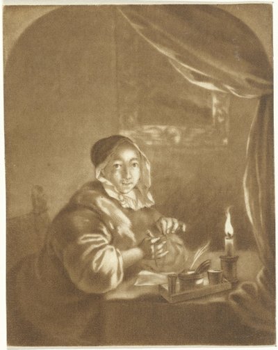 Pani przy świecach autorstwa Cornelis Ploos van Amstel (signed by artist)