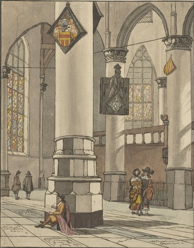 Kerkinterieur autorstwa Cornelis Ploos van Amstel (signed by artist)