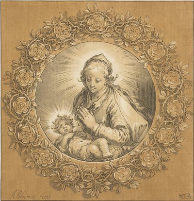 Maryja z Dzieciątkiem Jezus Maryja Panna i Dzieciątko Jezus autorstwa Cornelis Ploos van Amstel (signed by artist)