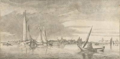 widok na rzekę autorstwa Cornelis Ploos van Amstel (signed by artist)