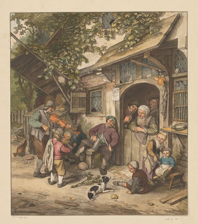 Skrzypek przed karczmą autorstwa Cornelis Ploos van Amstel (signed by artist)