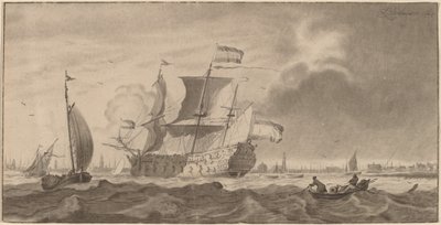 Naczynie Wojenne w Y autorstwa Cornelis Ploos van Amstel and Bernhard Schreuder, after Ludolf Backhuysen