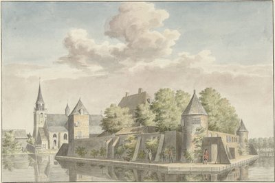 Hof van Putten i kościół Geervliet autorstwa Cornelis Pronk (possibly)