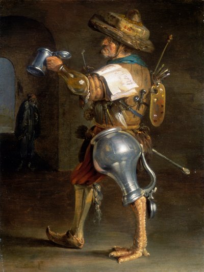 Antropomorficzna postać mężczyzny (jedna z pary) autorstwa Cornelis Saftleven