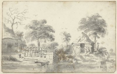 Gospodarstwo ze stodołą na wodzie autorstwa Cornelis Saftleven