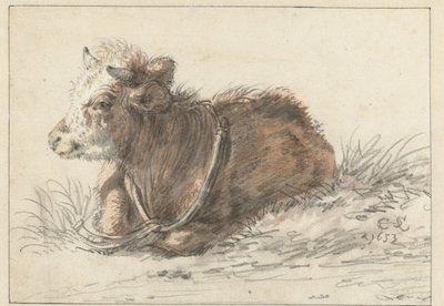 Leżąca łydka, po lewej stronie autorstwa Cornelis Saftleven