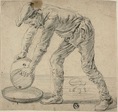 Mężczyzna z beczką autorstwa Cornelis Saftleven