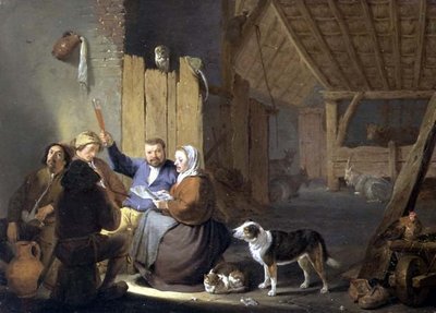 Chłop pijący w stodole, 1634 autorstwa Cornelis Saftleven