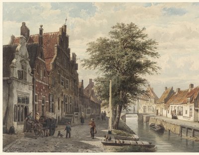 Widok na kanał w Hasselt autorstwa Cornelis Springer