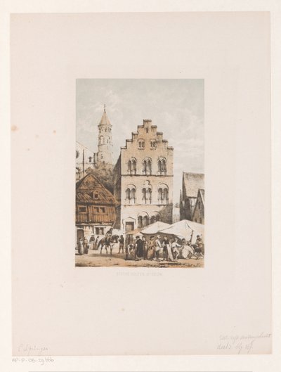 Domy z XII wieku Kamienice z XII w. (tytuł na obiekcie) autorstwa Cornelis Springer