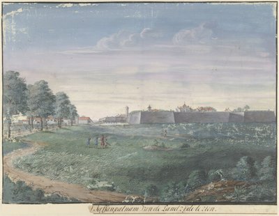 Fort Jaffnapatnam na Cejlonie [..]l Jaffanpatnam z Landside do zobaczenia (tytuł na obiekcie) autorstwa Cornelis Steiger