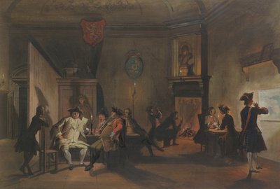 Wnętrze z oficerami wojskowymi autorstwa Cornelis Troost
