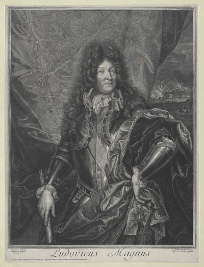 Król Francji Ludwik XIV (rycina) autorstwa Cornelis Vermeulen