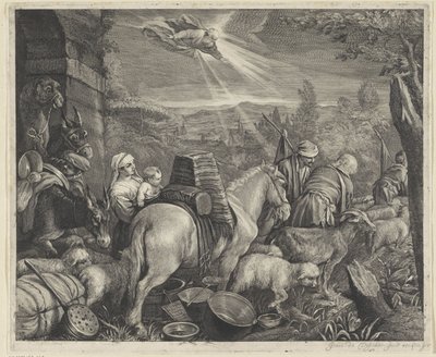 Abraham opuszcza Haran autorstwa Cornelis Visscher (II)