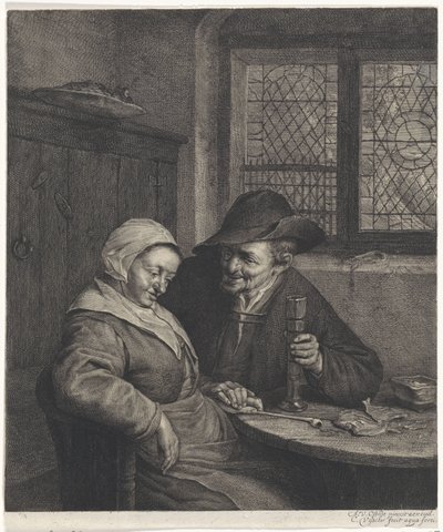 starsza para Słone Scholletje autorstwa Cornelis Visscher (II)
