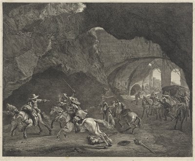 Postrzał podczas napadu autorstwa Cornelis Visscher (II)