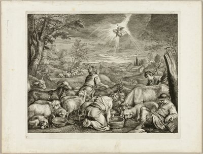 Anioł pędzący Abrahama autorstwa Cornelis Visscher