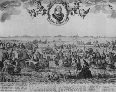 Bitwa pod Scheveningen, c1653 autorstwa Cornelis Visscher
