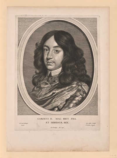 Karol II, król Anglii, z Effigies Variae... autorstwa Cornelis Visscher