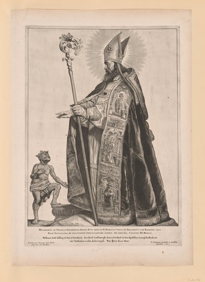 Święty Swithbert, od świętych północnych i południowych Niderlandów autorstwa Cornelis Visscher