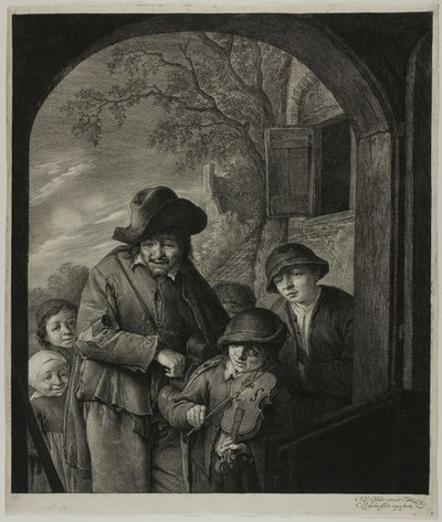 Grający na lirze korbowej autorstwa Cornelis Visscher