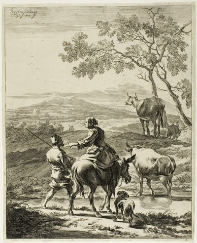 Kobieta na osiołku autorstwa Cornelis Visscher