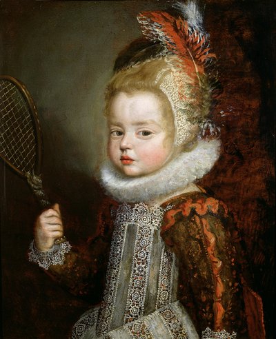 Portret dziecka trzymającego rakietę (olej na panelu) autorstwa Cornelis de Vos