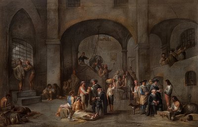 Wizyta u więźniów (z cyklu z Siedmioma Uczynkami Miłosierdzia). około 1640 autorstwa Cornelis de Wael