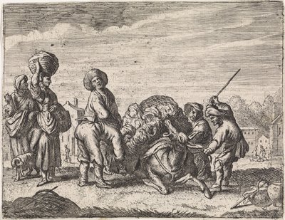 Ryczący osioł Sceny gatunkowe (tytuł serialu) autorstwa Cornelis de Wael