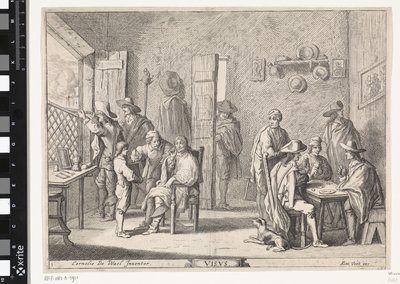 Widok Visvs (tytuł na obiekcie) Pięć zmysłów (tytuł serii) autorstwa Cornelis de Wael