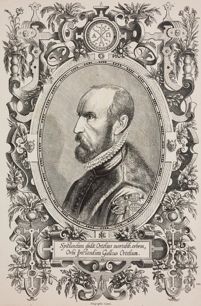 Portret Abrahama Orteliusa (1528-1598), rycina autorstwa Corneliusa Galle Starszego (1576-1650) z L