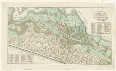 Mapa Haarlemu i okolic Mapa okolic miasta Haarlem od Beverwijk do Hillegom (tytuł na obiekcie) autorstwa Cornelis van Baarsel