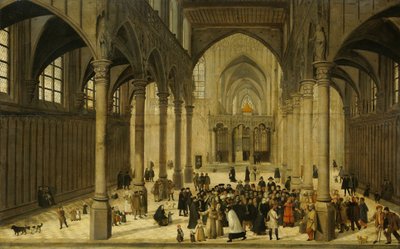 Wnętrze kościoła z Chrystusem przemawiającym do zboru autorstwa Cornelis van Dalem (attributed to)