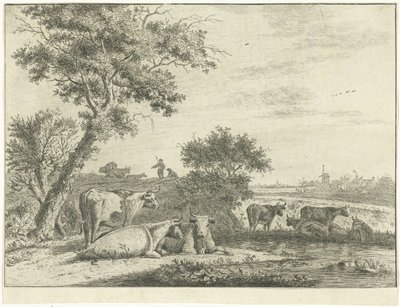 Krajobraz z krowami autorstwa Cornelis van Noorde