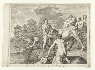 Jupiter gra w szachy w Europie Metamorfozy Owidiusza (tytuł serii) autorstwa Cornelis van Poelenburch (possibly)