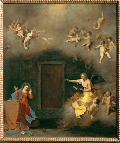 Zwiastowanie (miedź) autorstwa Cornelis van Poelenburgh or Poelenburch