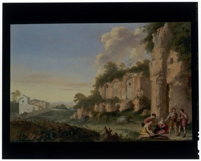 Cardsharps w krajobrazie autorstwa Cornelis van Poelenburgh or Poelenburch