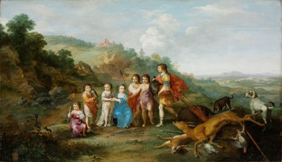 Siedmiu dzieci zimowego króla - Obraz Cornelisa van Poelenburgha (1594 lub 1595-1667), olej na desce (37,9x65,3 cm) autorstwa Cornelis van Poelenburgh or Poelenburch