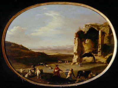 Merkury i Batto, ok. 1621 (olej na płótnie) autorstwa Cornelis van Poelenburgh or Poelenburch