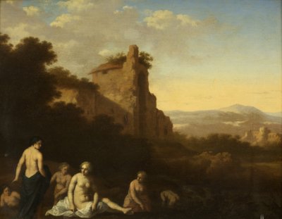Kąpiel Nimf (olejek na panelu) autorstwa Cornelis van Poelenburgh or Poelenburch