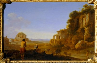 Ruiny pałacu cesarskiego i świątyni Minerwy Medycejskiej w Rzymie autorstwa Cornelis van Poelenburgh or Poelenburch