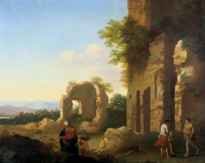 Odejście Abrahama i Izaaka, XVII w. autorstwa Cornelis van Poelenburgh or Poelenburch